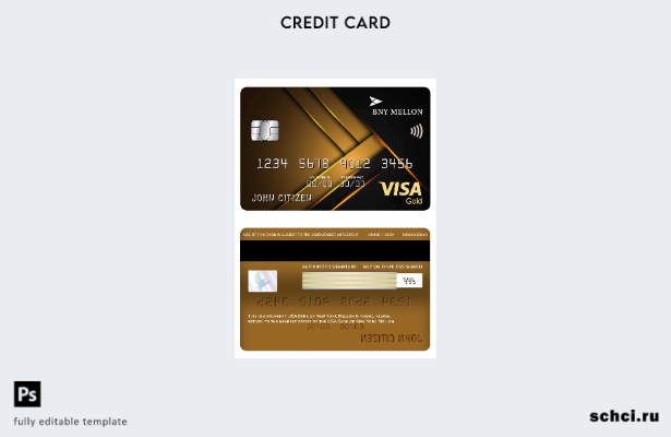 цифровая загрузка шаблона золотой карты Visa Bank of New York Mellon США